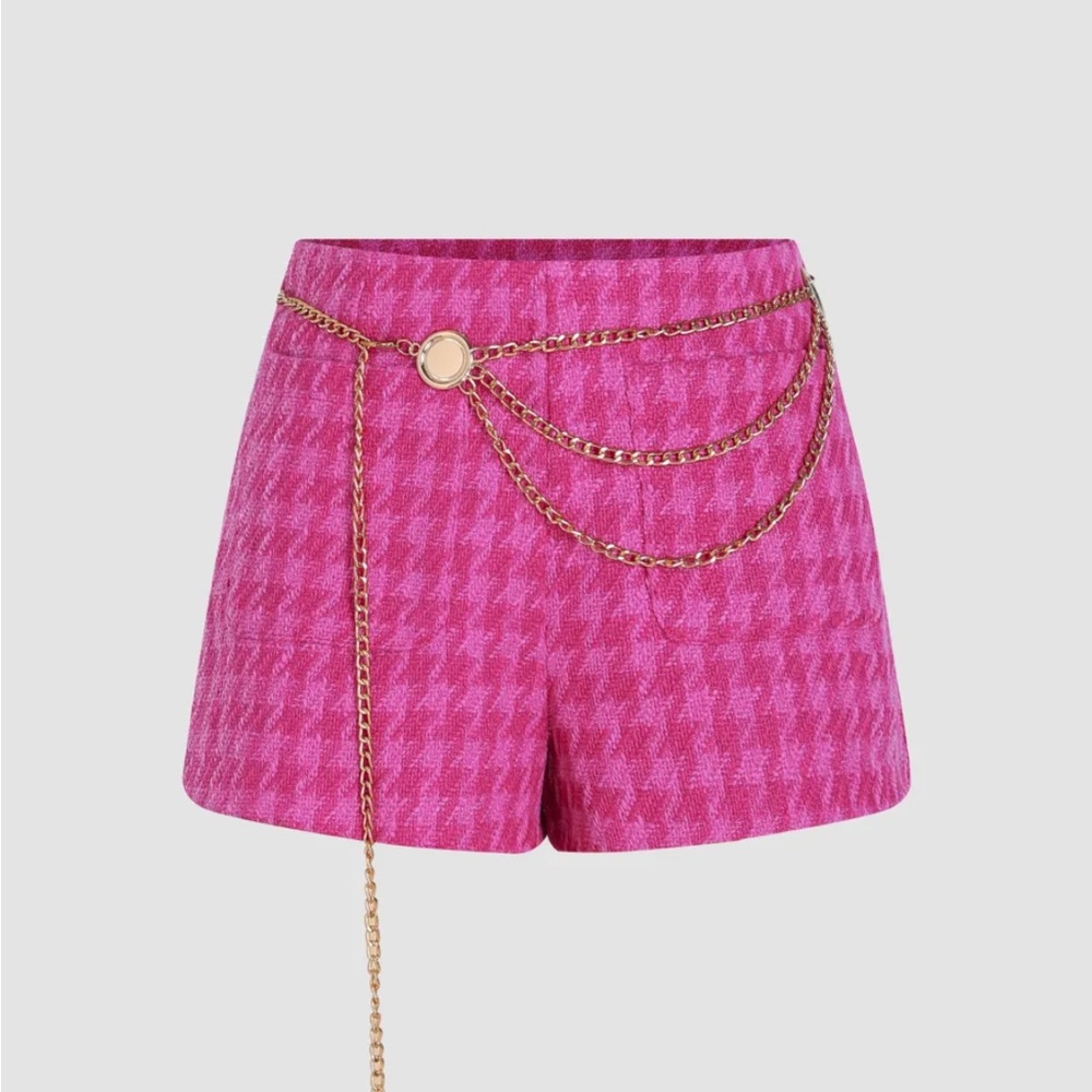 Pink Houndstooth Shorts XS